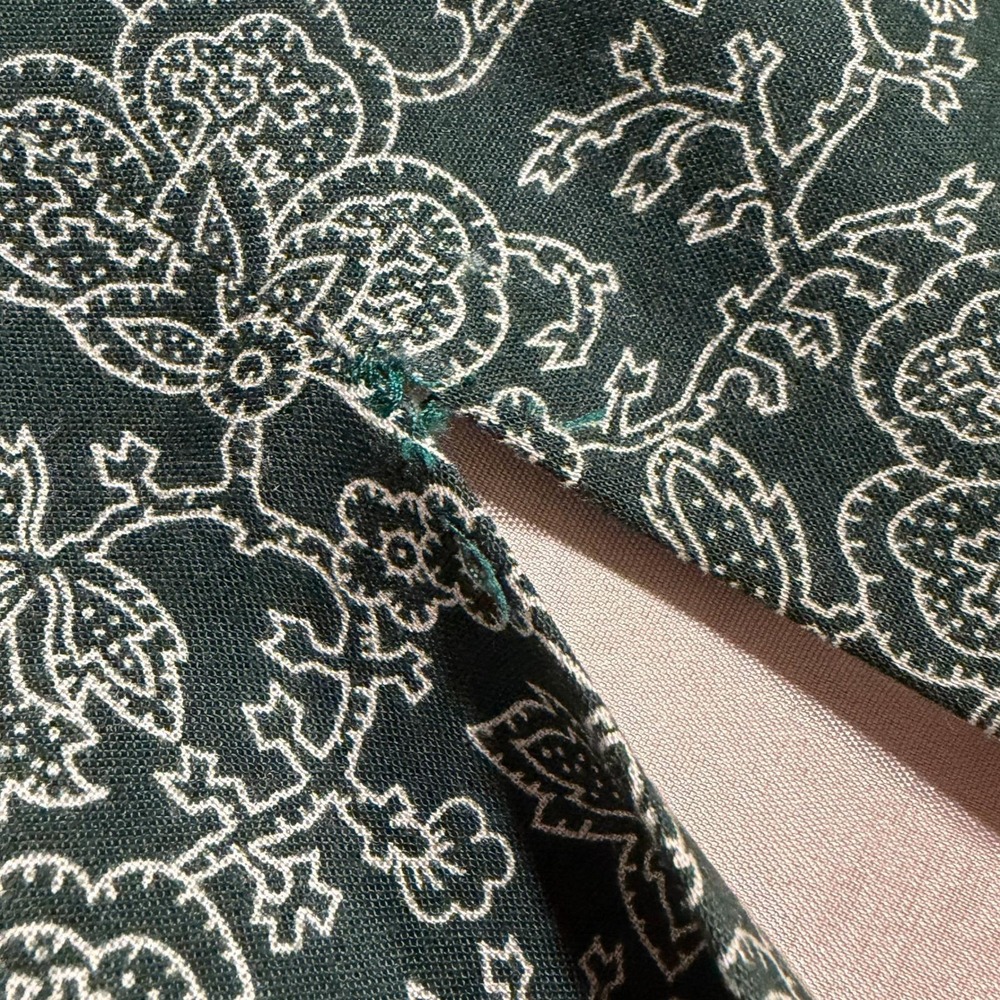 Santa Fe Jim Tremblay Vintage 90s Green Cream Floral Rayon Midi Dress L Straight - Picture 7 of 11